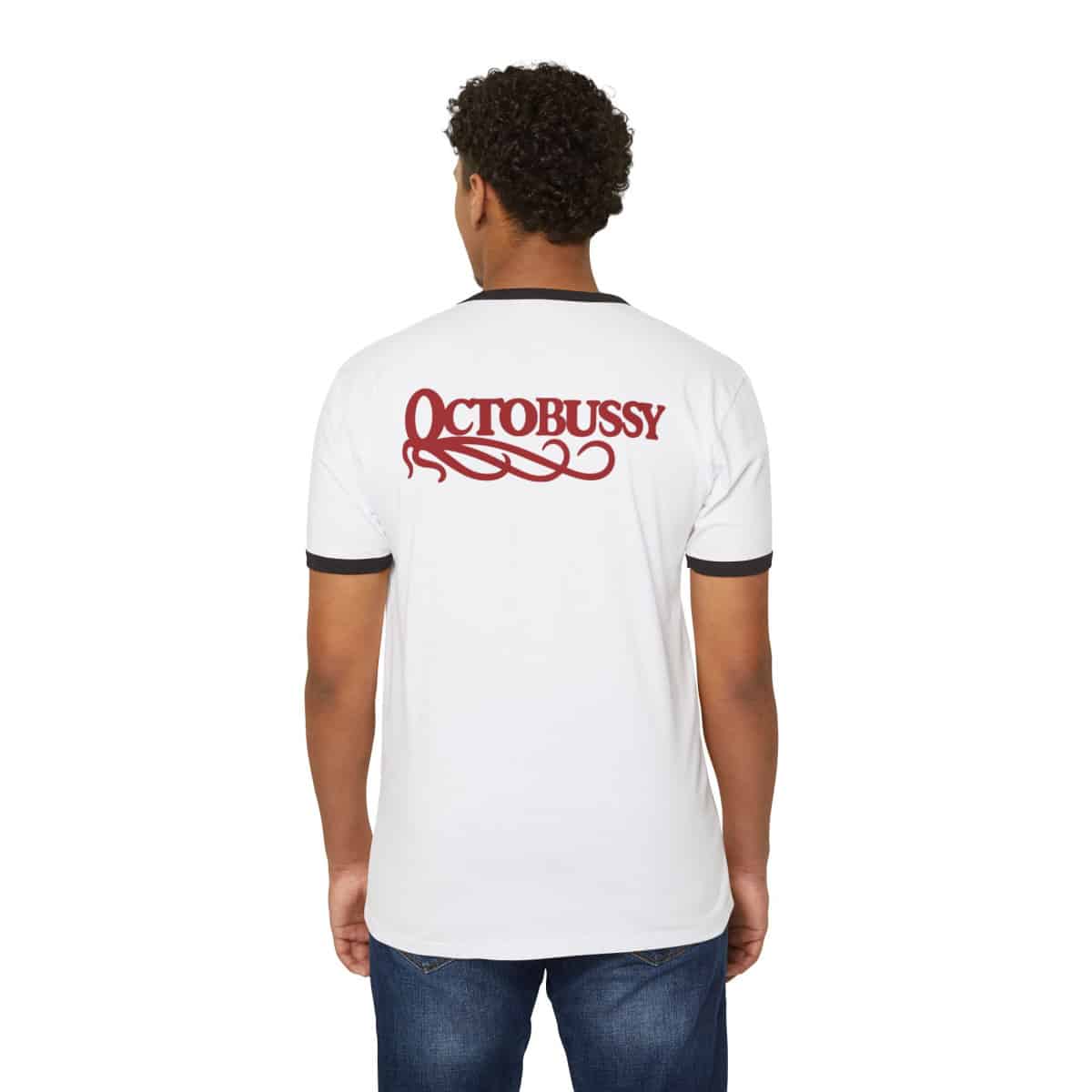 "Octobussy" Unisex Cotton Ringer T-Shirt - Image 7